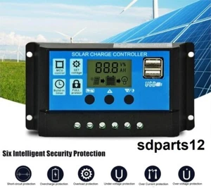 Régulateur de charge de panneau solaire PWM 12V 24V 10A 2 ports USB Écran LCD - Imagen 1 de 12