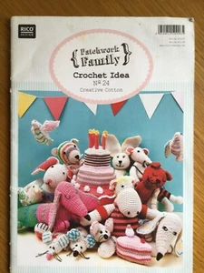 RICO Patchwork Family No.24 Amigurumi Crochet Bunny Bear Cat Hippo Dachshund - Picture 1 of 2