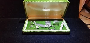 Vintage Di Gino Cufflinks Tie Tac Tie Bar Set SILVER Tone Diamond Cut - Picture 1 of 5