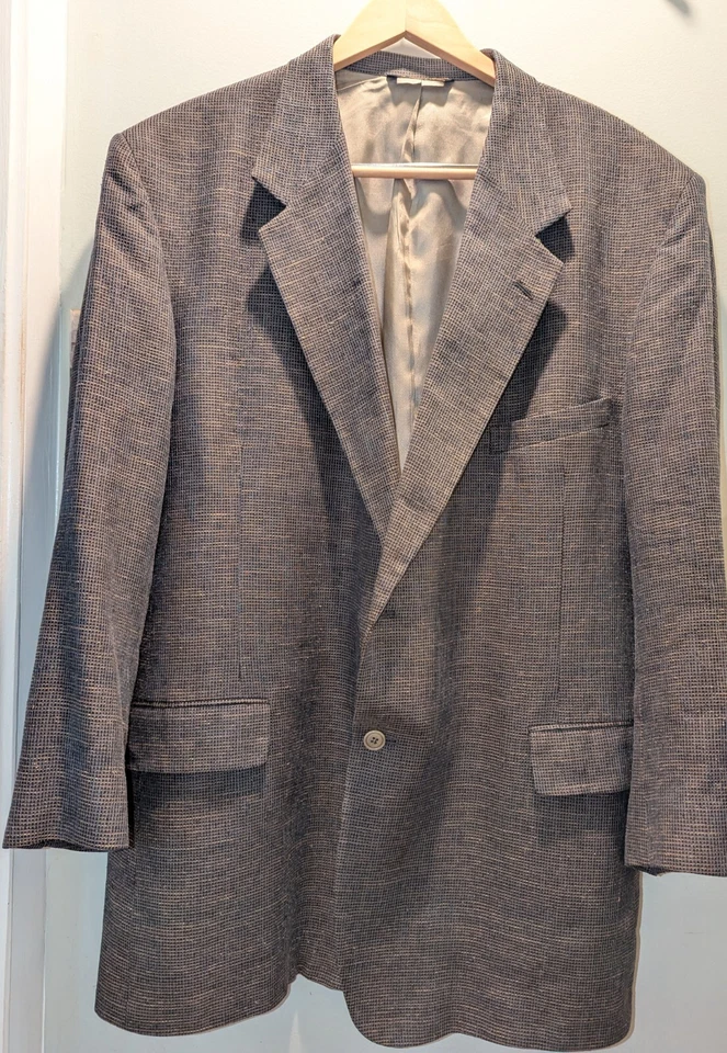 Chaqueta Abrigo Deportivo De Colección Años 90 Warren Sewell Para Hombres 50L Marrón Pata de Gallo Tweed Foto 1 de 4