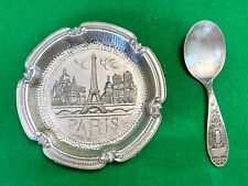 Paris France Pewter Souvenir Ashtray & 1964 WM Rogers Silver Childs Spoon