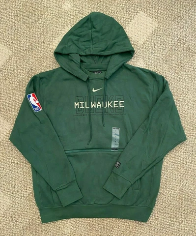 Men's Size XL Nike Pullover Hoodie Sweatshirt Green NBA Milwaukee Bucks CN0627 Cover