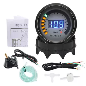 52mm LED Smoke Len Bar Turbo Boost Gauge Voltmeter Meter Turbo Pressure Gauge - Picture 1 of 12