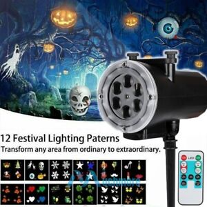 12 HD Patterns Christmas Holiday LED Projection Light Snowflake Landscape Lamp