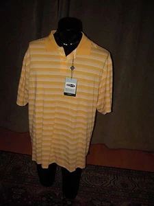Adidas Poloshirt CLIMALITE gelb gestreift Golf Tennis XL MCILtBiClrAwnSt weiß - Bild 1 von 1