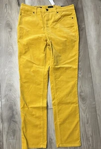 Talbots Corduroy Straight Leg Pant High Waist Stretch Mustard Yellow Size 8 NEW - Picture 1 of 9