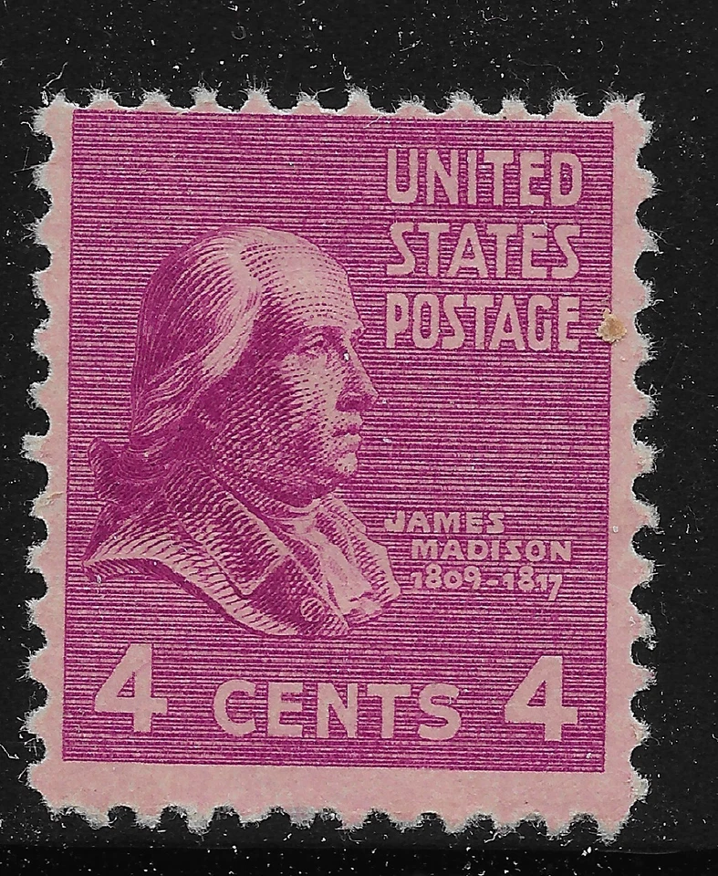 US Scott #808, Single 1938 Madison 4c FVF MNH - Image 1 of 1