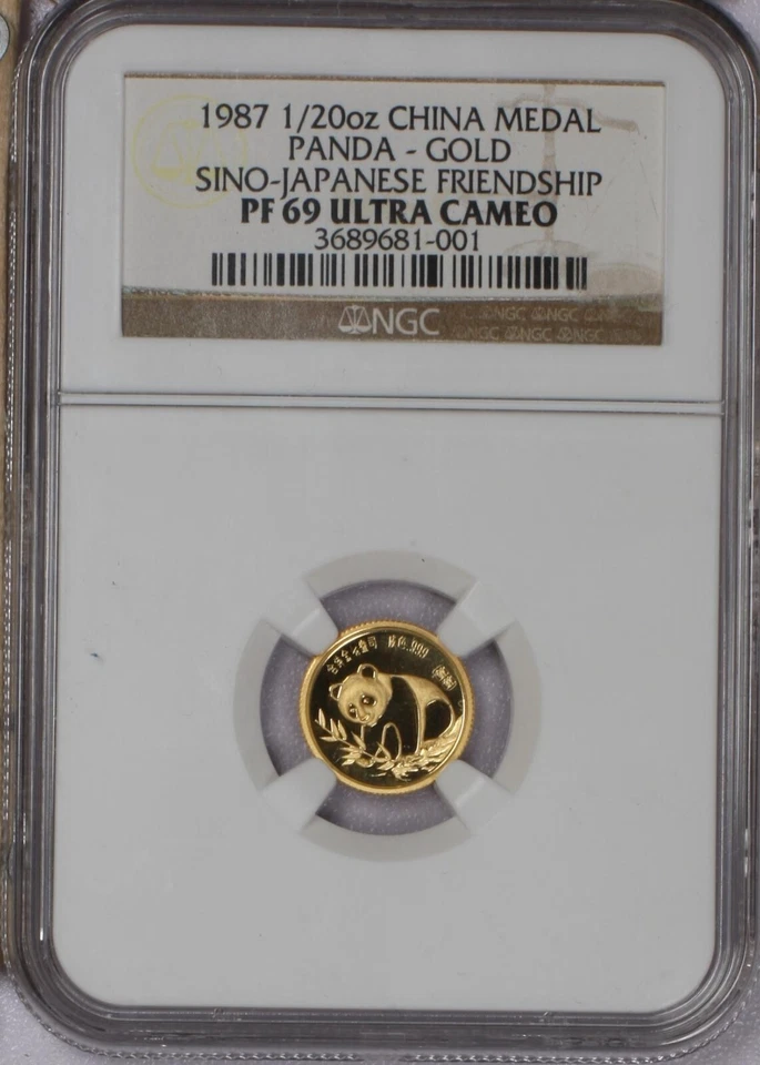 1987 Gold Panda 1/20 oz. Sino-Japanese Friendship NGC PF69 UC. Free shipping. - Image 1 of 4