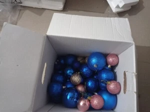 Set palline albero natale palle blu oro rosa glitter - Foto 1 di 3