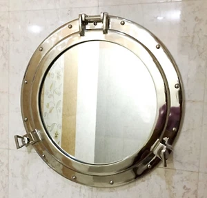 20" Porthole Mirror Chrome ~ Aluminum Porthole ~ Ship Porthole ~ Wall Decor - Picture 1 of 6