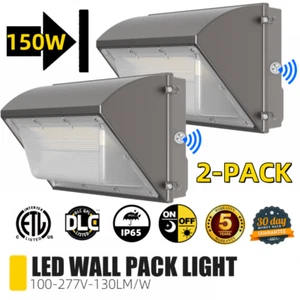 2 Pack 150W LED Wall Pack Light Dusk to Dawn Outdoor Commercial Flood Lighting - Picture 1 of 12