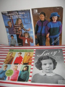4 Vintage Kinitting Pattern Booklets for Children & Youth Lacey's Bernat Tivoli - Picture 1 of 12