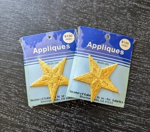 NIP (2) VTG House of Fabrics 2.5" Gold Star Embroidery Iron-On Applique Patch - Picture 1 of 6