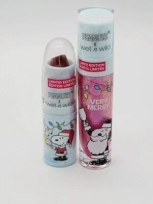 Brillo de labios Peanuts Wet n Wild muy feliz y lápiz labial Charlie Brown Navidad  Foto 1 de 3