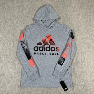 Boy's Adidas Lightweight Long Sleeve Shirt Hoodie Size XL 18/20 Basketball Gray - Picture 1 of 12