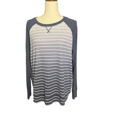 Eddie Bauer Womens 2XL Legendwash Striped Long Sleeve Raglan Heavyweight T-Shirt - Image 1 of 4