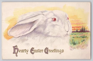Oster Postkarte weißer Hase rote Augen - geprägt 1910 USA - Bild 1 von 3