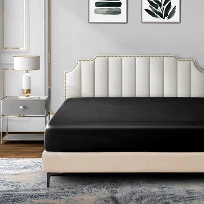 Sábana Ajustable Satinada Talla Queen, 1 Sábana Ajustable Individual Solo, Extra Suave Profundo Po... Foto 1 de 4