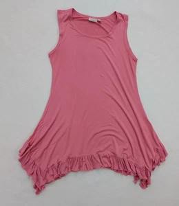 LOGO Layers Lori Goldstein Women's Tank Top Size S Pink Tunic Ruffle - Picture 1 of 15