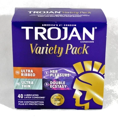 Paquete Variedad Troyano Preservativos Látex Lubricados 40 Ct Nuevo Envío Gratis 06/2027 Foto 1 de 2