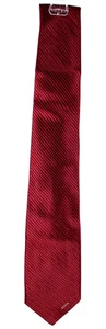Corbata de cuello BIJAN vintage de seda a rayas rojas sangría para hombre - Imagen 1 de 7