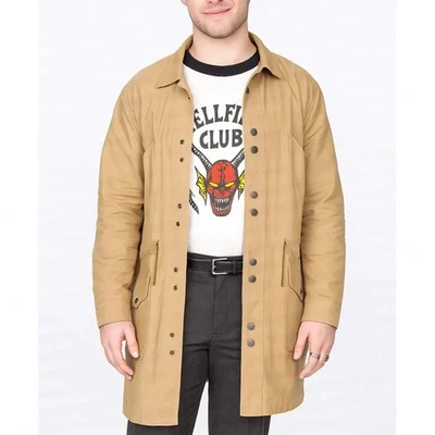 Stranger Things S05 Gaten Matarazzo Coat | Dustin Henderson Cotton Trench Coat - Image 1 of 3