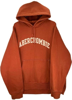 Vintage Y2K Abercrombie Hoodie Mens XL Burnt Orange Pullover Spell Out Grunge - Image 1 of 4