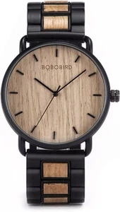 BoBoBird Handmade Men Wooden Wristwatch Stainless Steel Analog Quartz GT023-1A - Picture 1 of 5
