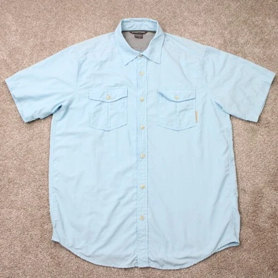 Exofficio Shirt Mens Large Blue Vented 100% Nylon Short Sleeve Button Up Outdoor - Image 1 of 4