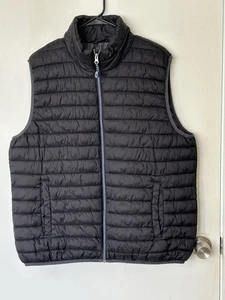 Gilet imbottito IZOD uomo nero trapuntato full zip nylon taglia XL logo tasche - Foto 1 di 10