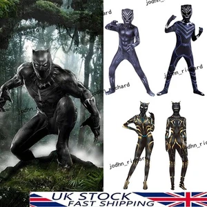 Black Panther Boys Kids Superhero Cosplay Costume Party Fancy Dress Up Outfit UK - Picture 1 of 14