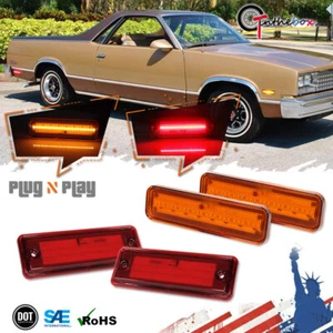 Amber/Red LED Side Marker Parking Light Lamp Set For 78-87 El Camino & Caballero - Picture 1 of 12