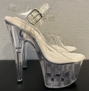 Pleaser Adore 708 Clear 7" High Heel Platform Shoes Dancer - Size 6 - Picture 1 of 22