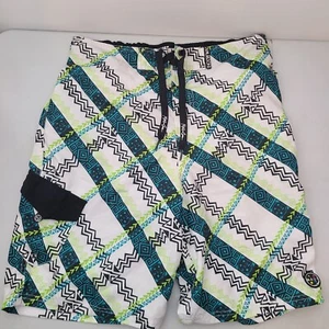 Maui and Sons Netzfutter Badebekleidung Herren Größe 32 weiß grün und blau Hosen - Bild 1 von 8