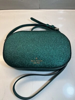 Сумка через плечо Kate Spade мерцающая блестящая овальная для фотоаппарата праздничная бирюзовая KE459 299 долл. США - Изображение 1 из 4