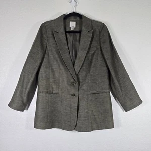Halogen Linen Blazer Jacket Women Petite Medium Green Button Career Resortwear - Picture 1 of 10