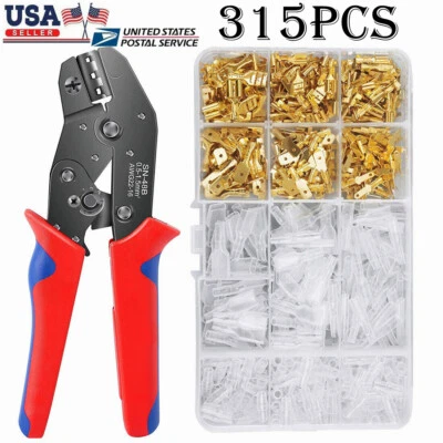 315PCS Female Male Spade Connectors Wire Crimp Terminals Set 2.8mm/4.8mm/6.3mm - Image 1 of 4