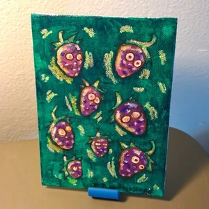 Original trendy mini acylic "Grape Friends" (OOAK) Purple green limited & signed - Picture 1 of 9