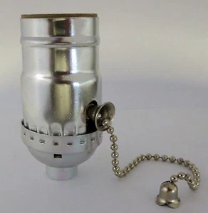 Lamp parts: Off-on nickel pull-chain lamp socket     TR-12 - Picture 1 of 1