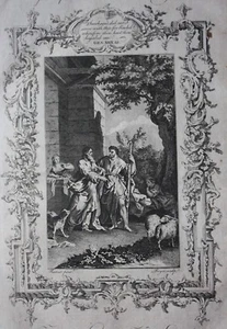Original antiker Druck JACOB, LABAN'S DECEIT, Dr. Southwell's Bible, 1774 - Bild 1 von 3