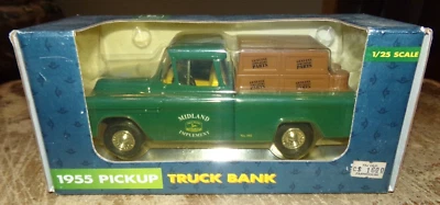 1/25 1992 ertl 1955 chevy pickup john deere coin bank in the box new - Image 1 of 4