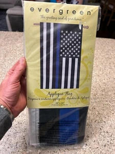 EVERGREEN 28" X 44" Thin Blue Line Applique Outside House Flag Style #158687 - Picture 1 of 1