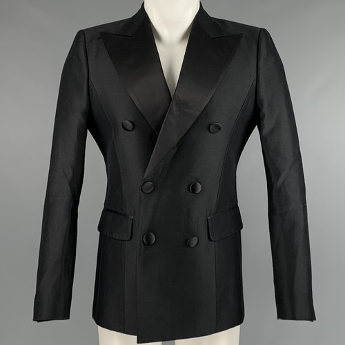 DSQUARED2 Cappotto sportivo doppio seno lana nera seta taglia 38