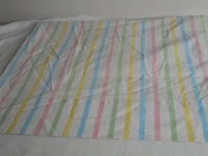 Vintage Wamsutta 50/50 cotton poly striped Yellow Green Pink Standard Pillowcase - Picture 1 of 4