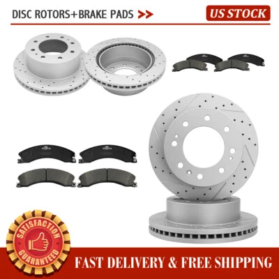 Pastilla de freno de cerámica con rotor perforado delantero trasero para Silverado GMC Sierra 2500 3500 HD Foto 1 de 4