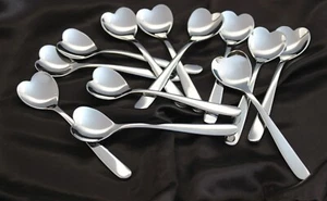 NEW Lot of 12 Demitasse  Espresso 5" Spoons Alessi Delta 1st Class Airline HEART