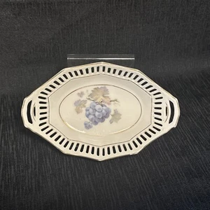 Schumann Fruit Grapes Reticulated Small Trinket Dish Oval Bowl 6.75” Germany - Picture 1 of 4
