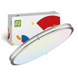 ASD 32 Inch Oval Flush Mount Ceiling Light 45W 3750Lm Brush Nickel Dimmable - Picture 1 of 8