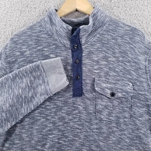 Lucky Brand Knit Pullover Mens XXL Heather Grey Mock Neck Henley Long Sleeve - Picture 1 of 17