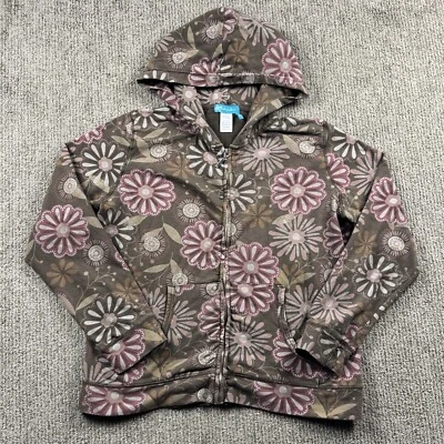 Fresh Produce Mujer M Cremallera Completa Sudadera con Capucha Chaqueta Rosa Marrón Floral Elastizada Foto 1 de 4